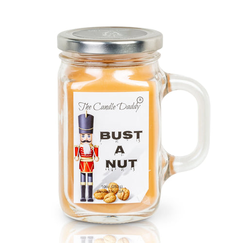 Bust A Nut - Banana Nut Bread Scented & Hazelnut Vanilla 10.5 Ounce Mason Jar Candle - Poured In The USA - blowout