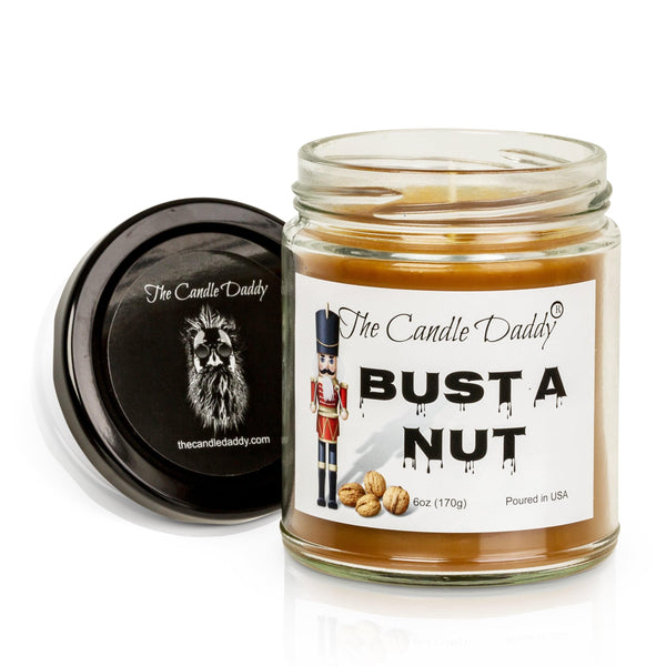 FREE SHIPPING - Bust A Nut Holiday Candle - Funny Banana Nut Bread Scented Candle - Funny Holiday Candle for Christmas, New Years - Long Burn Time, Holiday Fragrance, Hand Poured in USA - 6oz