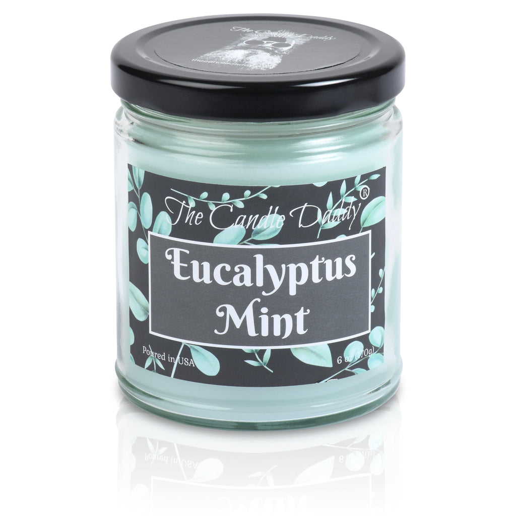 Eucalyptus Mint - Fresh Mint and Eucalyptus Scented - 6 Oz Jar Candle - 40 Hour Burn - The Candle Daddy