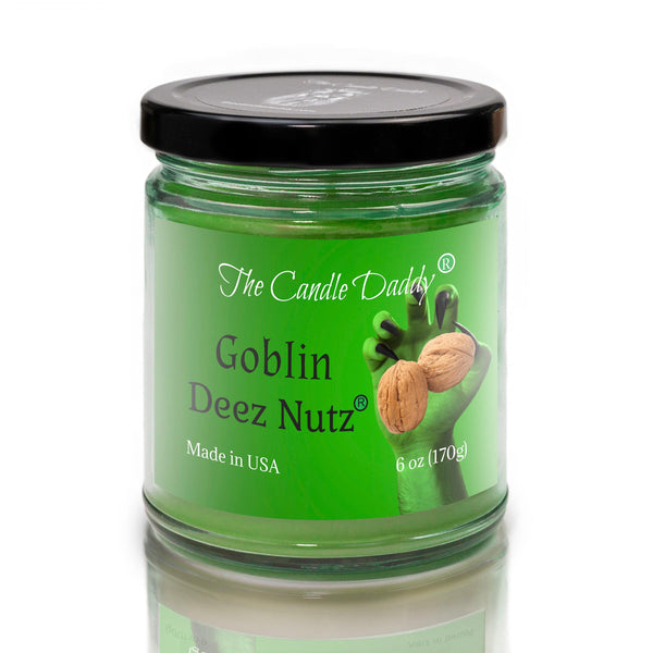 Goblin Deez Nutz - Spooky Banana Bread Scented - Funny Halloween 6 Oz Jar Candle - 40 Hour Burn Time (color may vary) - The Candle Daddy