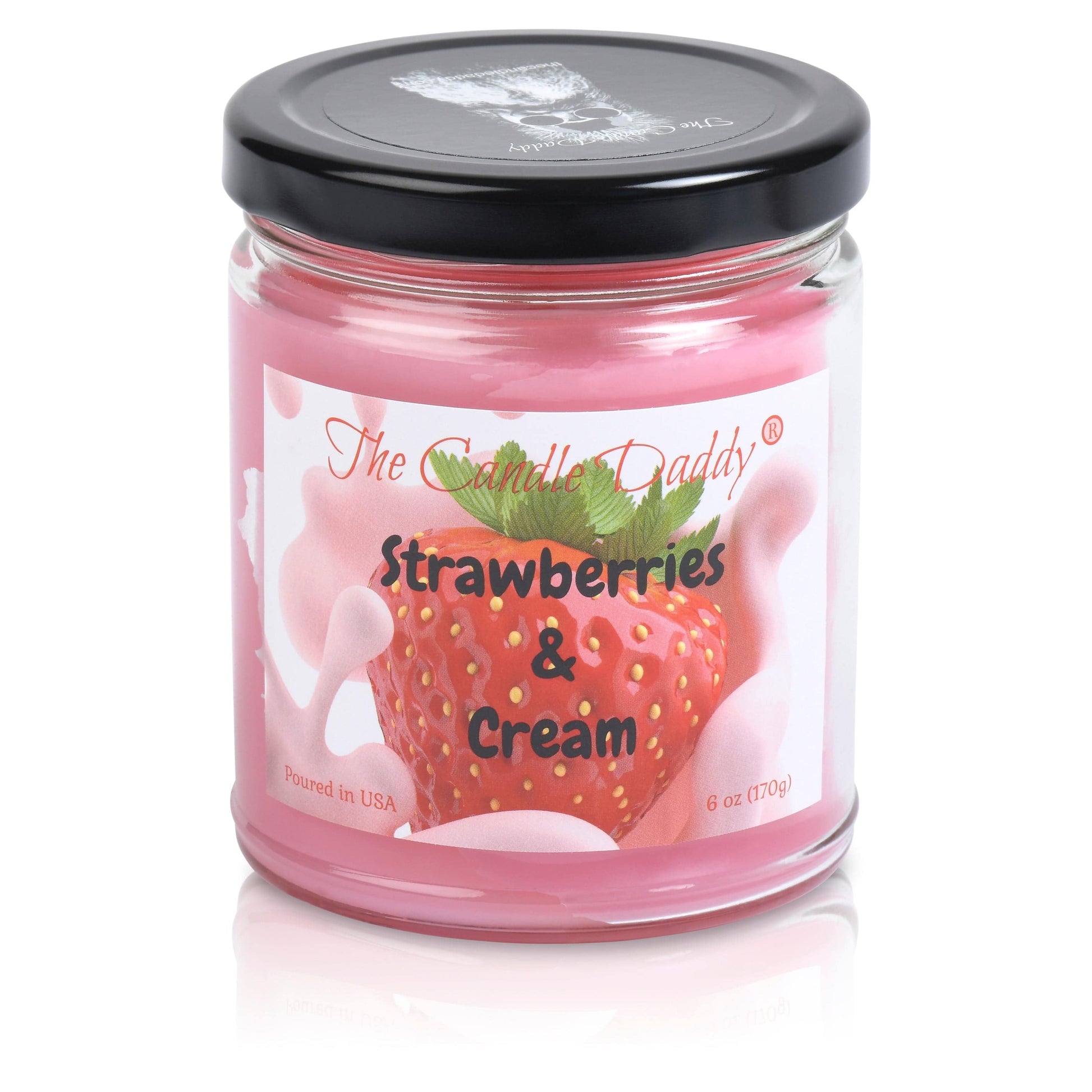 Strawberries and Cream - Sweet Strawberry and Cream Scented - 6 Oz Jar Candle - 40 Hour Burn - The Candle Daddy