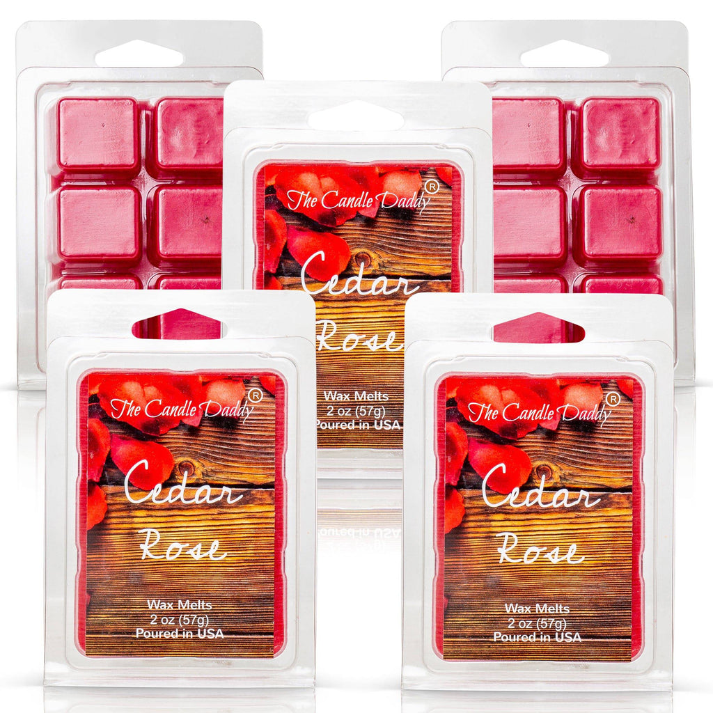5 pack - Cedar Rose - Floral Cedar Rose Champagne Scented Melt- Maximum Scent Wax Cubes/Melts - 2 Ounces x 5 Packs = 10 Ounces - The Candle Daddy