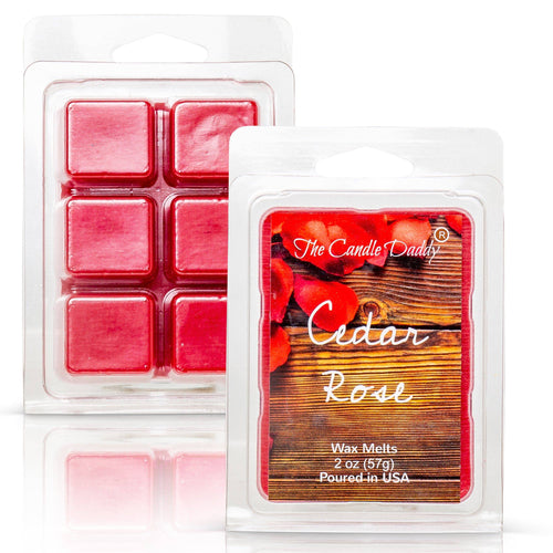 Cedar Rose - Floral Cedar Rose Champagne Scented Melt- Maximum Scent Wax Cubes/Melts- 1 Pack -2 Ounces- 6 Cubes - Blowout
