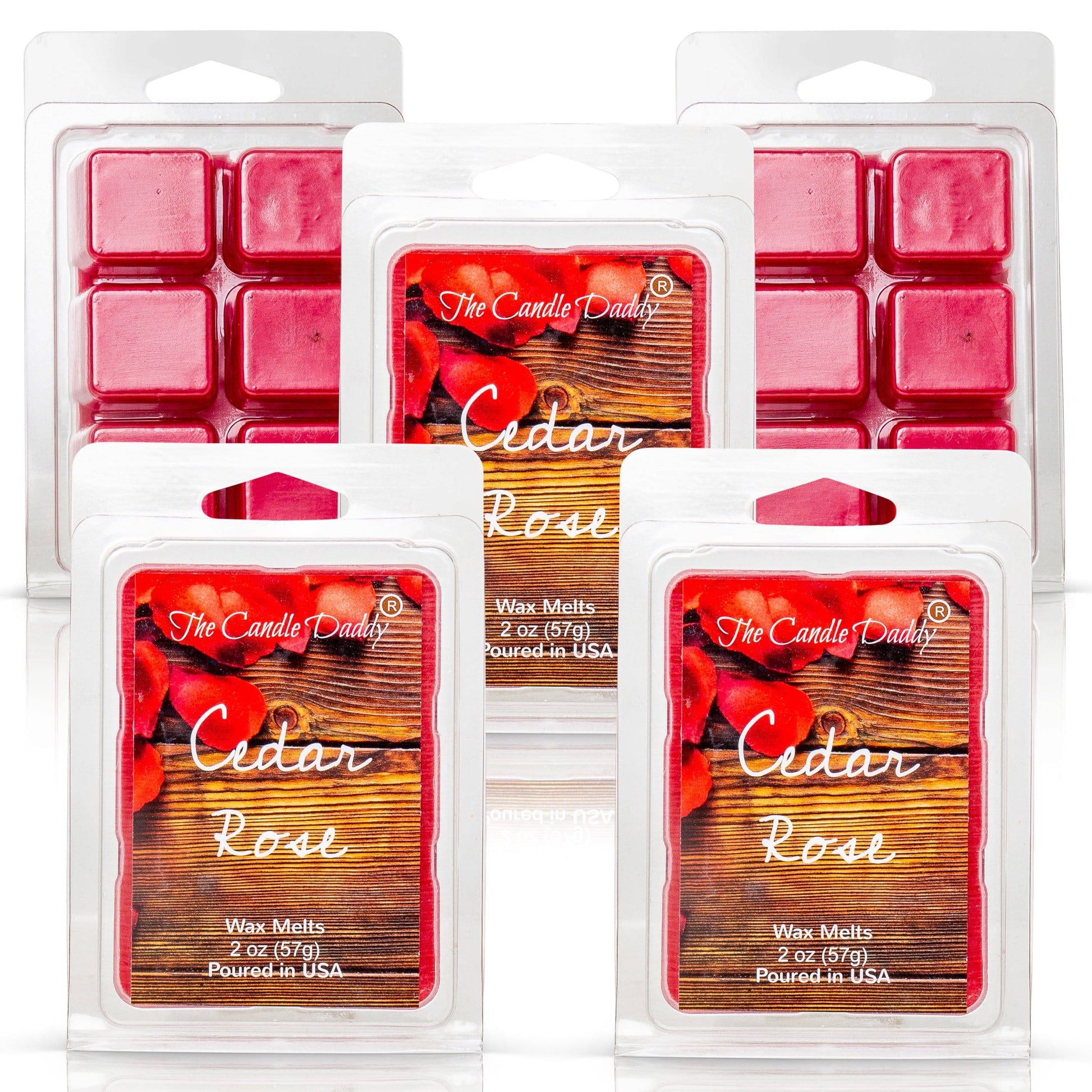 Cedar Rose - Floral Cedar Rose Champagne Scented Melt- Maximum Scent Wax Cubes/Melts- 1 Pack -2 Ounces- 6 Cubes - The Candle Daddy