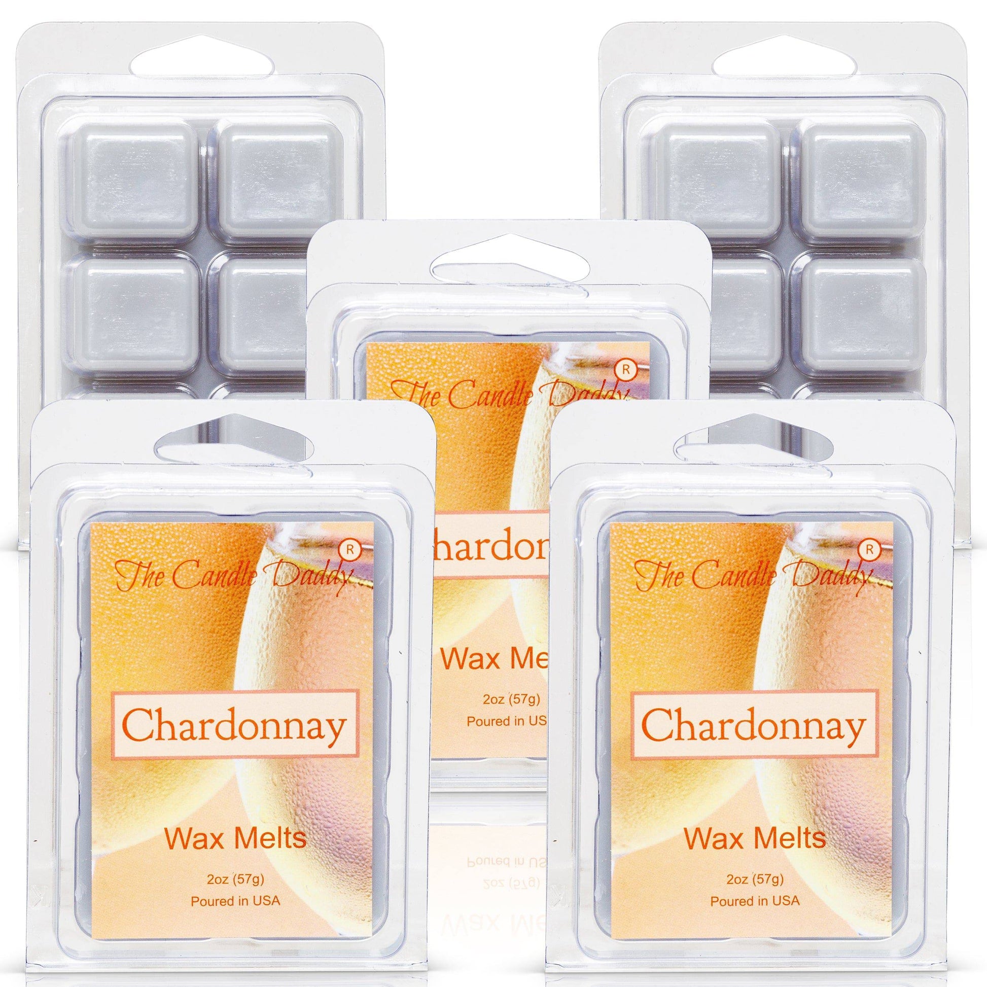Chardonnay - White Wine Champagne Scented Melt- Maximum Scent Wax Cubes/Melts- 1 Pack -2 Ounces- 6 Cubes - The Candle Daddy