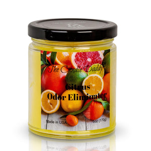 Citrus Odor Eliminator - Citrus Smoke / Odor Eliminating - Lightly Scented 6 Ounce Jar Candle - Hand Poured In Indiana - The Candle Daddy