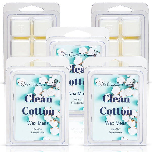 5 Pack - Clean Cotton- Fresh, Calming Cotton Scented Melt- Maximum Scent Wax Cubes/Melts - 2 Ounces x 5 Packs = 10 Ounces - The Candle Daddy