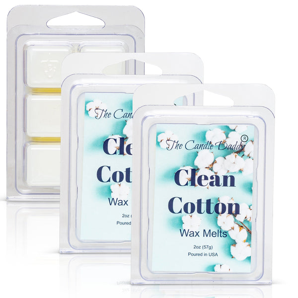 Clean Cotton- Fresh, Calming Cotton Scented Melt- Maximum Scent Wax Cubes/Melts- 1 Pack -2 Ounces- 6 Cubes - The Candle Daddy
