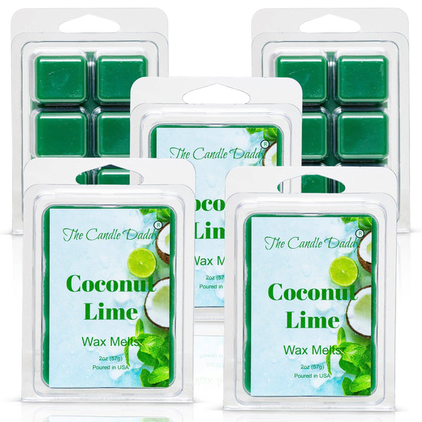 FREE SHIPPING - Coconut Lime - Amazing Combination of Citrus and Tropical Scented Melt- Maximum Scent Wax Cubes/Melts- 1 Pack -2 Ounces- 6 Cubes