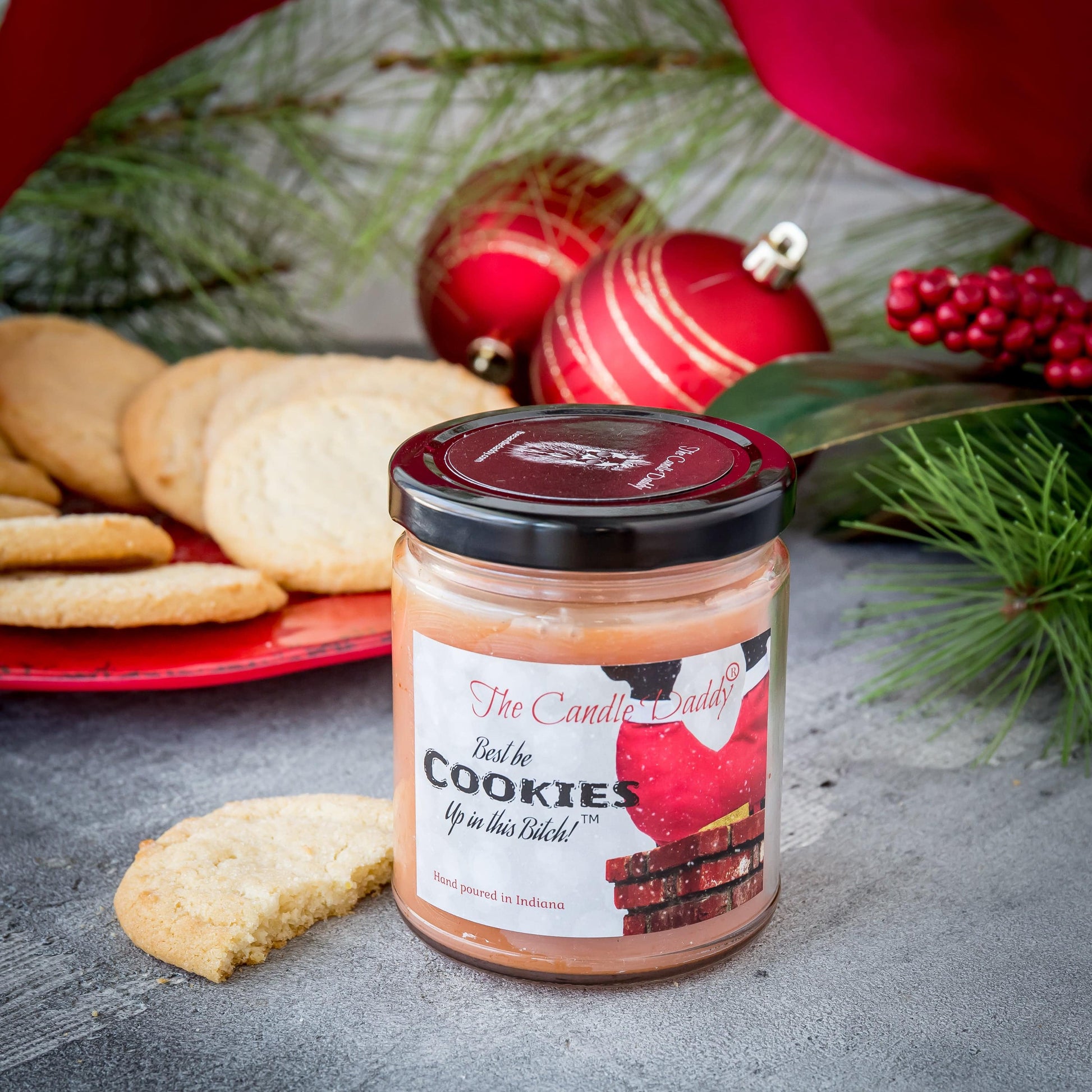 Best Be Cookies Up In This Bitch Holiday Candle - Funny Snickerdoodle Cookie Scented Candle - Funny Holiday Candle for Christmas, New Years - Long Burn Time, Holiday Fragrance, Hand Poured in USA - 6oz - The Candle Daddy