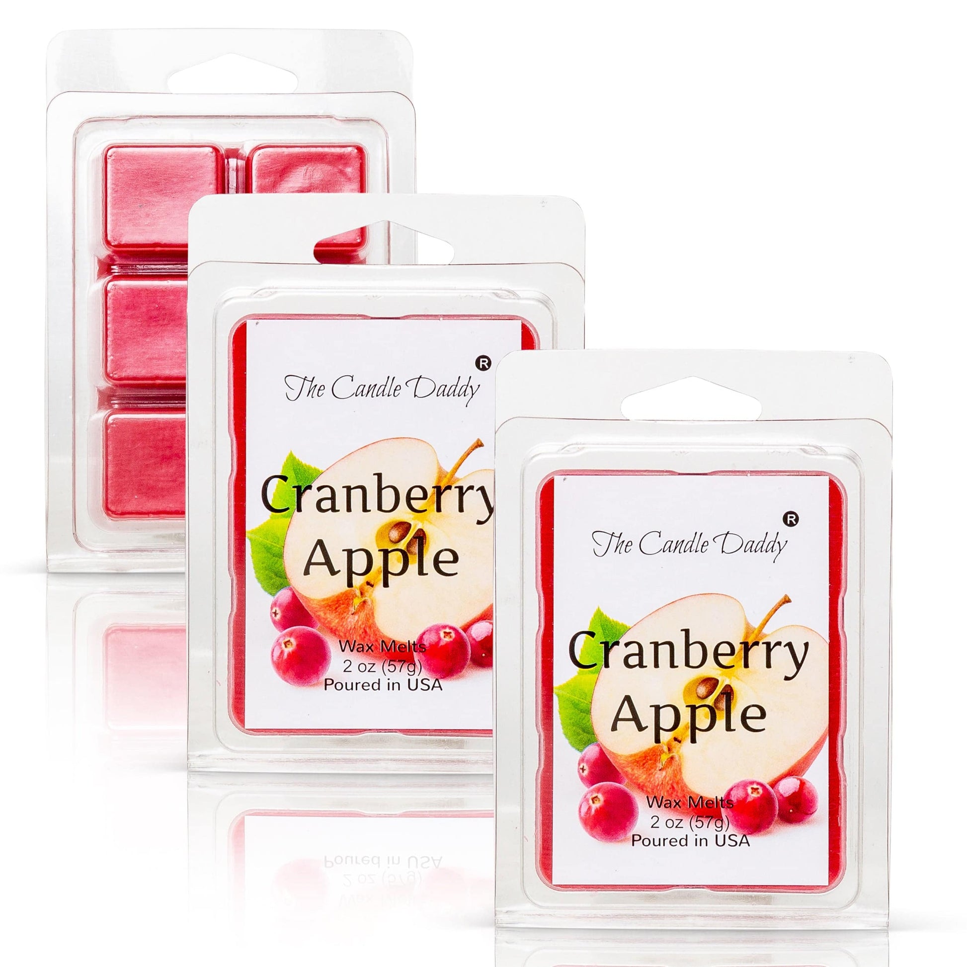 Cranberry Apple - Sweet & Tart Cranberry Apple Scented Melt- Maximum Scent Wax Cubes/Melts- 1 Pack -2 Ounces- 6 Cubes - The Candle Daddy