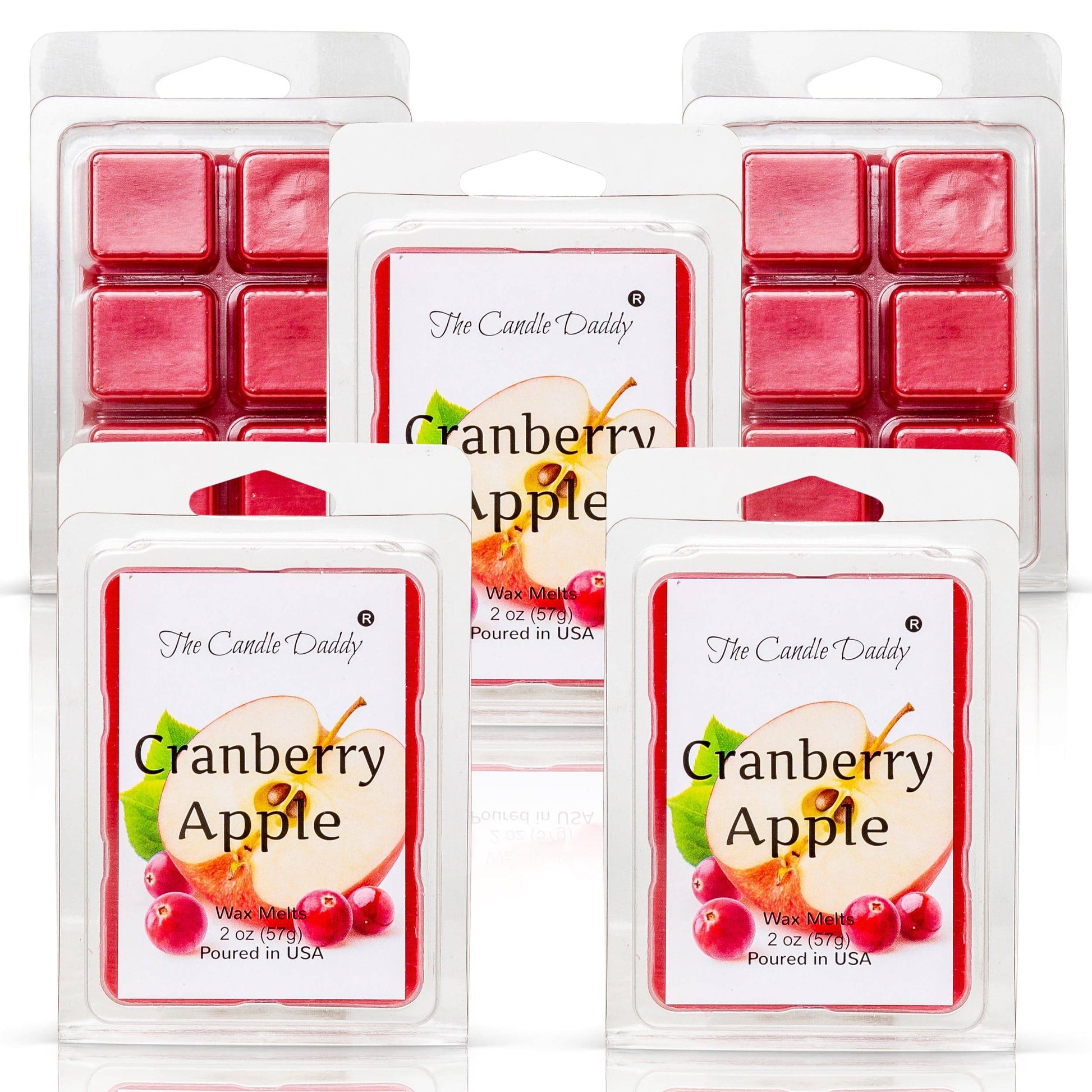 Cranberry Apple - Sweet & Tart Cranberry Apple Scented Melt- Maximum Scent Wax Cubes/Melts- 1 Pack -2 Ounces- 6 Cubes - The Candle Daddy