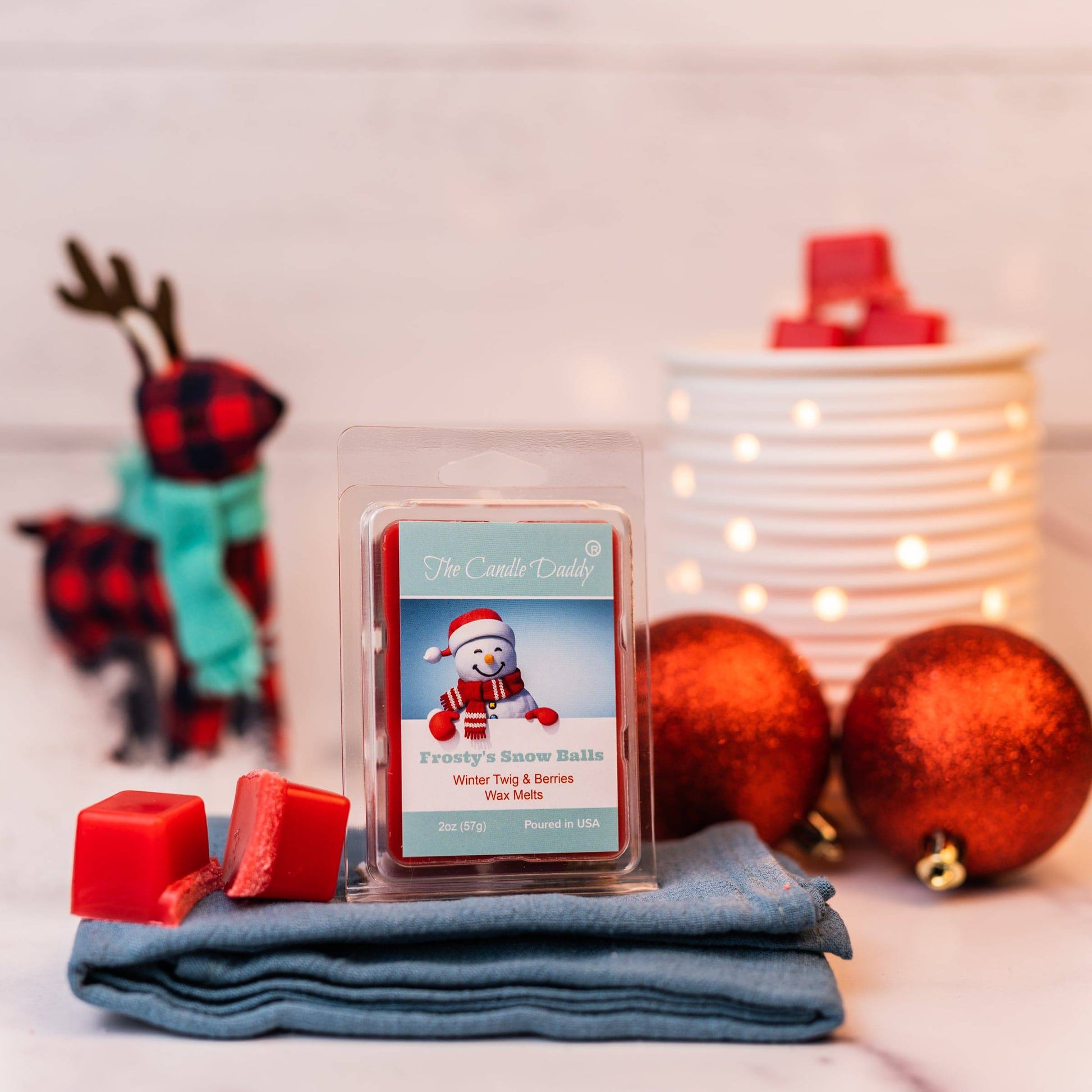 Frosty's Snow Balls - Winter Twig & Berries Scented Wax Melt - 1 Pack - 2 Ounces - 6 Cubes - Christmas - The Candle Daddy