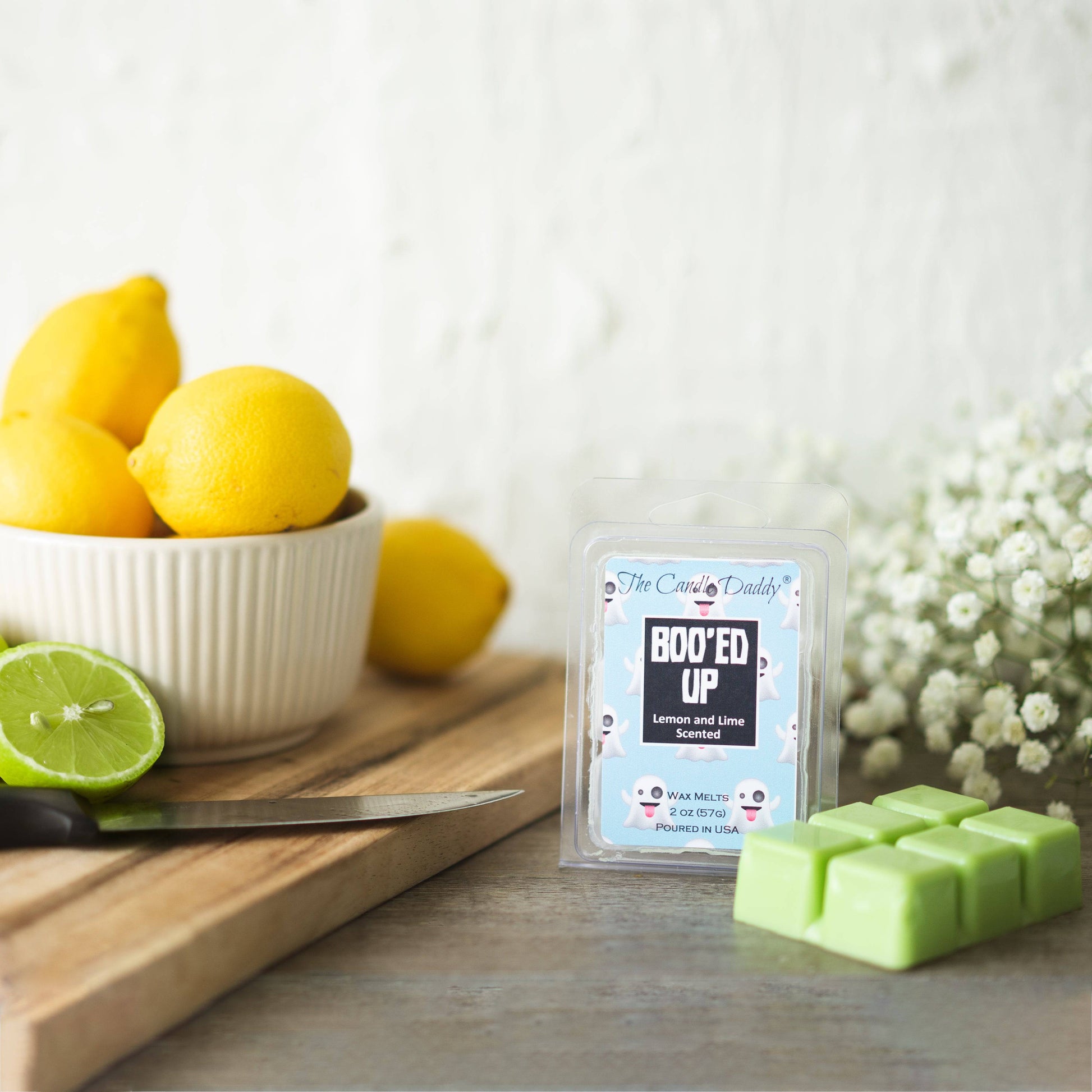 Boo'ed Up - Ghostly Lemon and Lime Scented Halloween Wax Melt - 1 Pack - 2 Ounces - 6 Cubes - The Candle Daddy