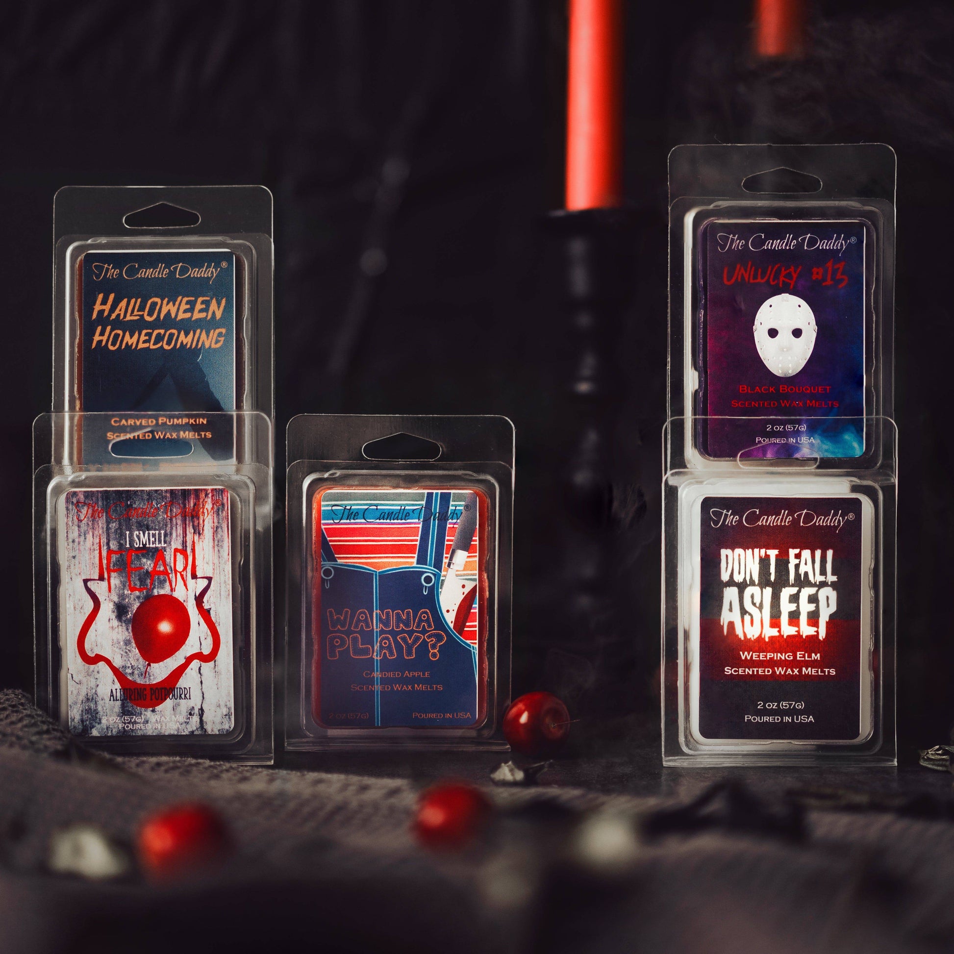 Halloween Horror Movie 5 Pack  - 5 Amazingly Spooky Wax Melts - 30 Total Cubes - 10 Total Ounces - The Candle Daddy