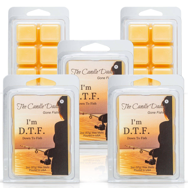 5 Pack - The Candle Daddy's Gone Fishin' - D.T.F. "Down To Fish" - Ocean Breeze Scented Melt- Maximum Scent Wax Cubes/Melts - 2 Ounces x 5 Packs = 10 Ounces