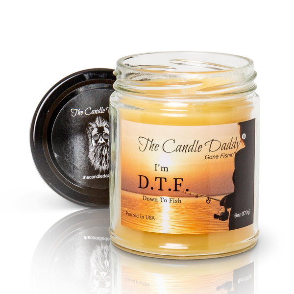 The Candle Daddy's Gone Fishin' - D.T.F. "Down To Fish" - Ocean Breeze Scented Melt- Maximum Scent Jar Candle - 6 oz- 40 hour burn time - The Candle Daddy