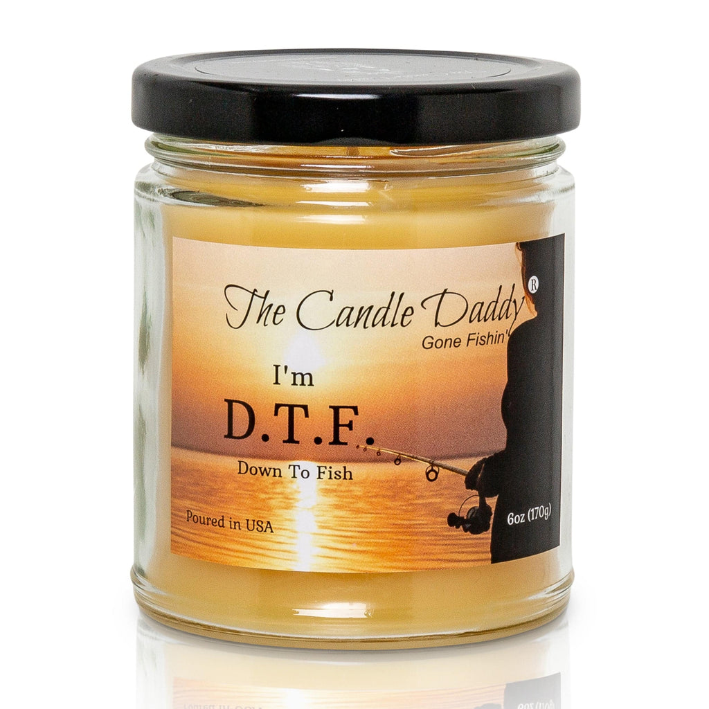 The Candle Daddy's Gone Fishin' - D.T.F. "Down To Fish" - Ocean Breeze Scented Melt- Maximum Scent Jar Candle - 6 oz- 40 hour burn time - The Candle Daddy