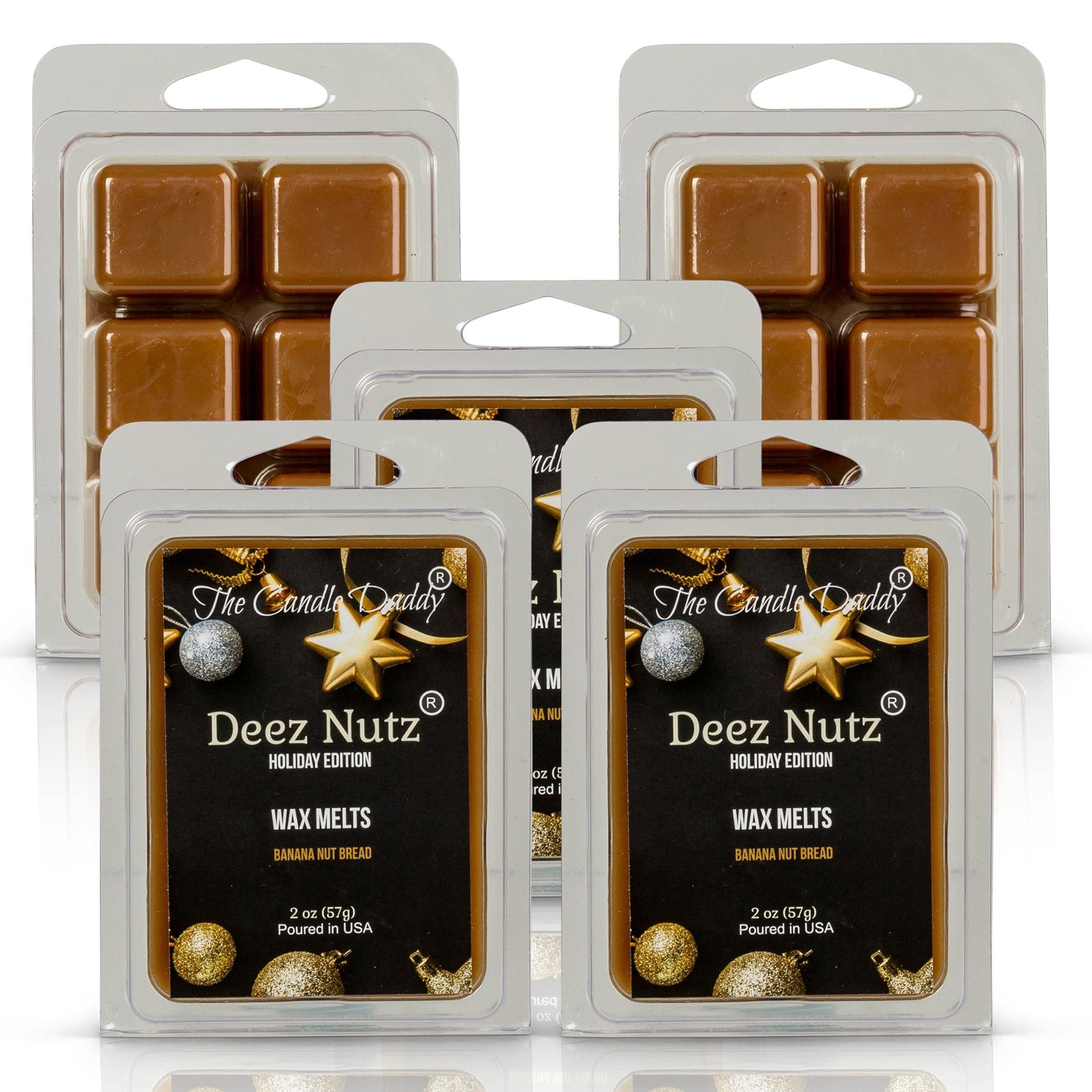 Deez Nutz -Holiday Christmas Edition - Banana Nut Bread Scented Wax Melts - 1 Pack - 2 Ounces - 6 Cubes - The Candle Daddy