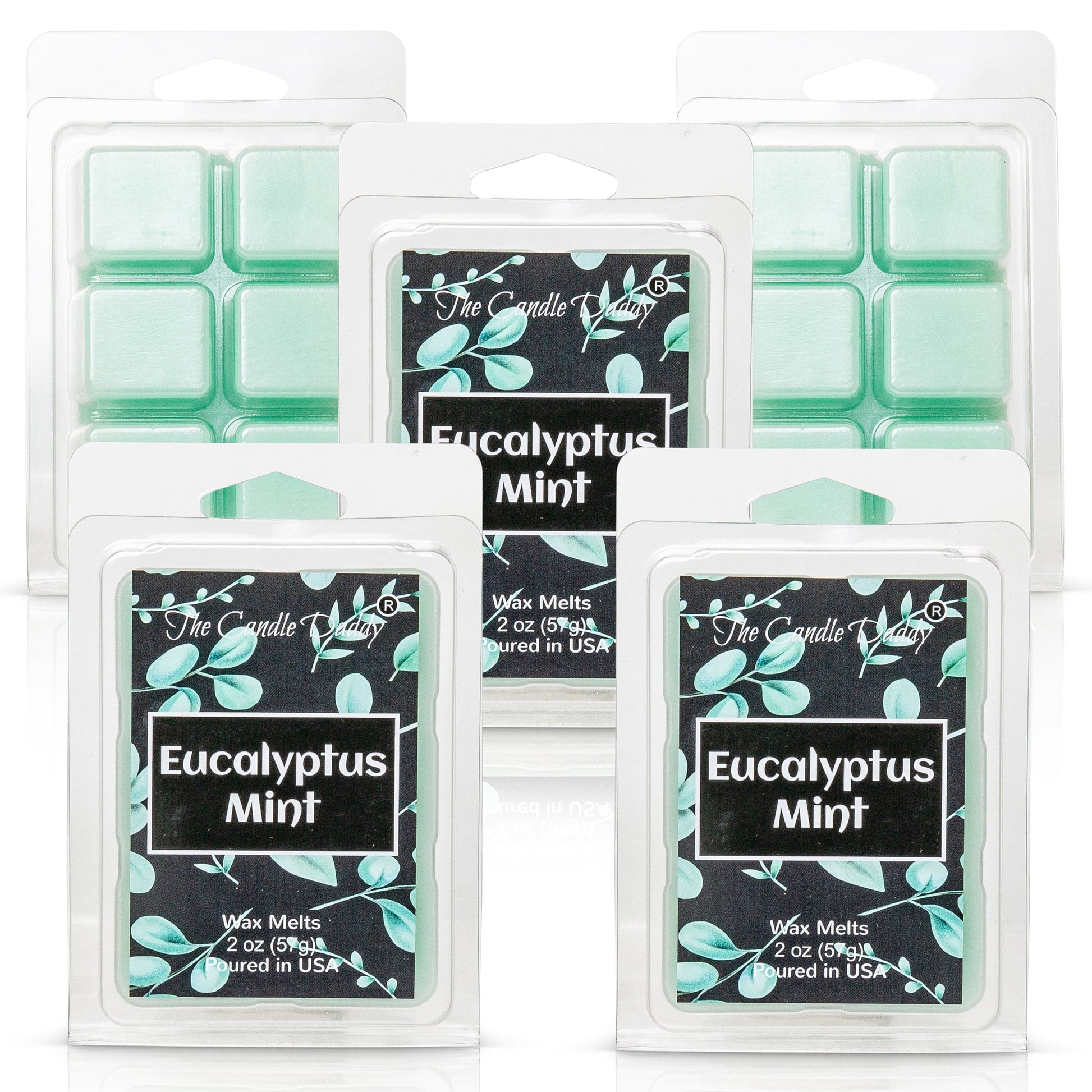Eucalyptus Mint -  Refreshing Mint Eucalyptus Scented Melt- Maximum Scent Wax Cubes/Melts- 1 Pack -2 Ounces- 6 Cubes - The Candle Daddy