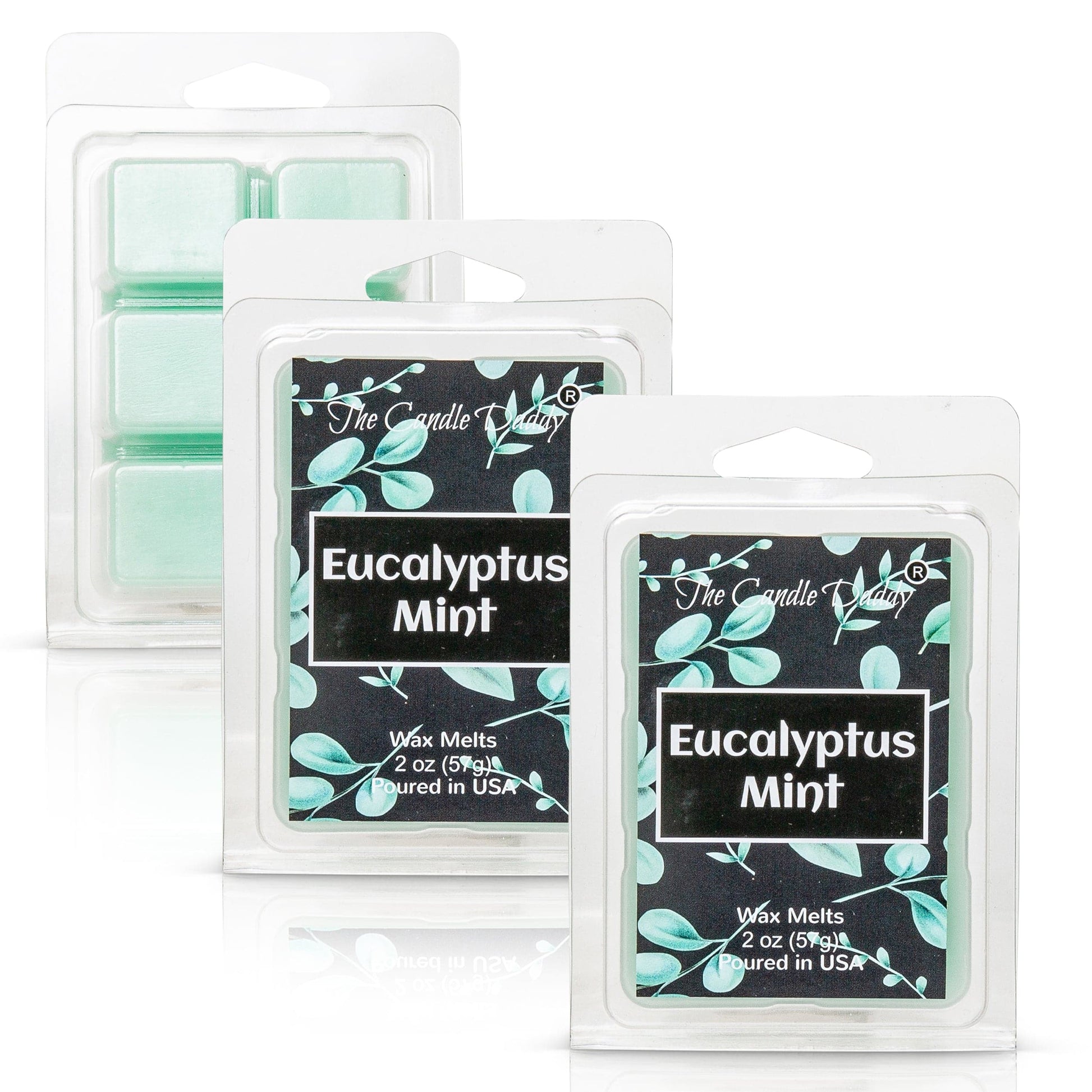 Eucalyptus Mint -  Refreshing Mint Eucalyptus Scented Melt- Maximum Scent Wax Cubes/Melts- 1 Pack -2 Ounces- 6 Cubes - The Candle Daddy
