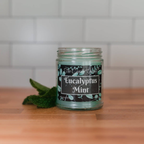 FREE SHIPPING - Eucalyptus Mint - Fresh Mint and Eucalyptus Scented - 6 Oz Jar Candle - 40 Hour Burn