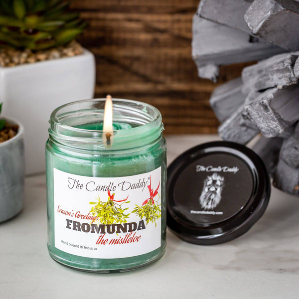 Fromunda The Mistletoe Holiday Candle - Funny Blue Spruce Pine Tree Scented Candle - Funny Holiday Candle for Christmas, New Years - Long Burn Time, Holiday Fragrance, Hand Poured in USA - 6oz - The Candle Daddy