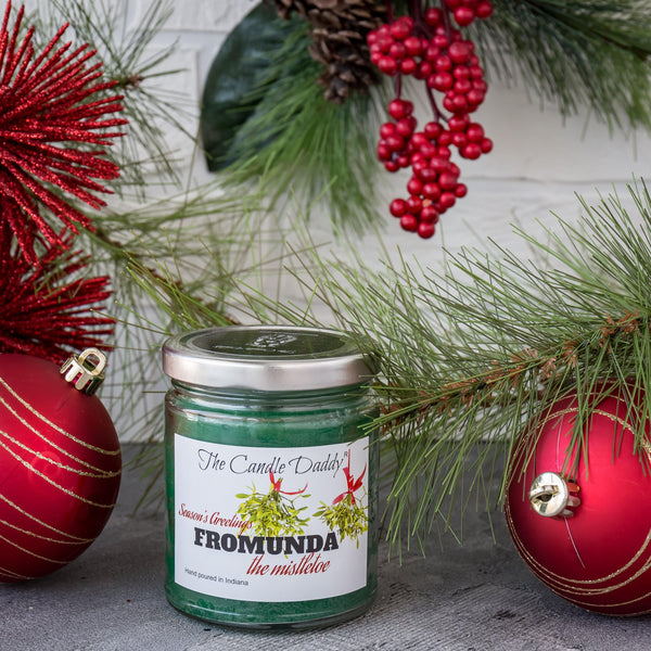 FREE SHIPPING - Fromunda The Mistletoe Holiday Candle - Funny Blue Spruce Pine Tree Scented Candle - Funny Holiday Candle for Christmas, New Years - Long Burn Time, Holiday Fragrance, Hand Poured in USA - 6oz