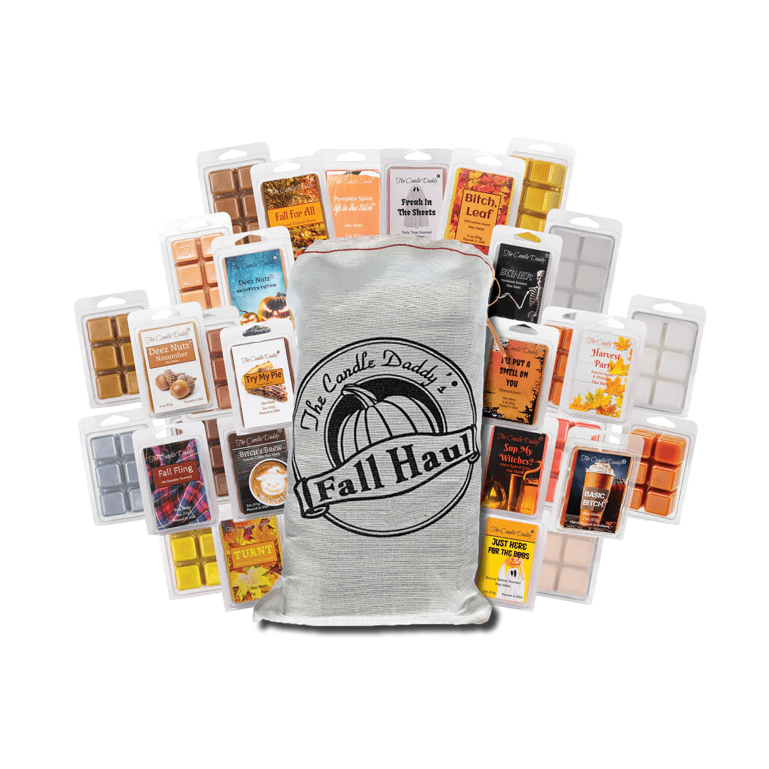 The Fall Haul  - 11 Randomly Assorted Funny Fall Wax Melt in Limited Edition Collector's Bag - The Candle Daddy