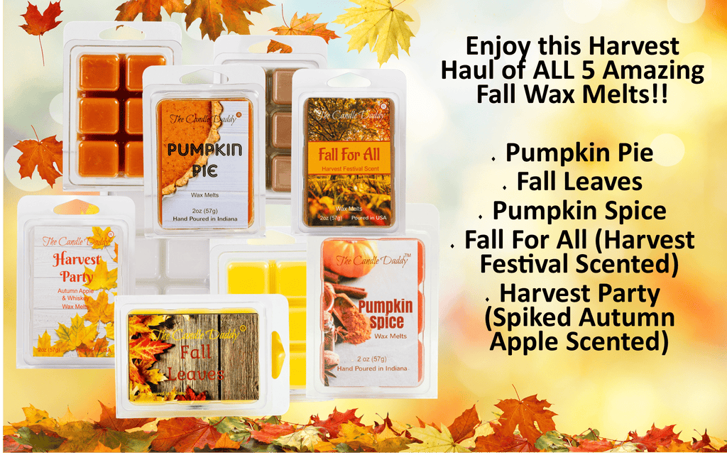 Harvest Haul 5 Pack - 5 Amazing Autumn Fall Wax Melts - 30 Total Cubes - 10 Total Ounces - The Candle Daddy