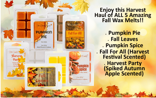 Harvest Haul 5 Pack - 5 Amazing Autumn Fall Wax Melts - 30 Total Cubes - 10 Total Ounces - The Candle Daddy
