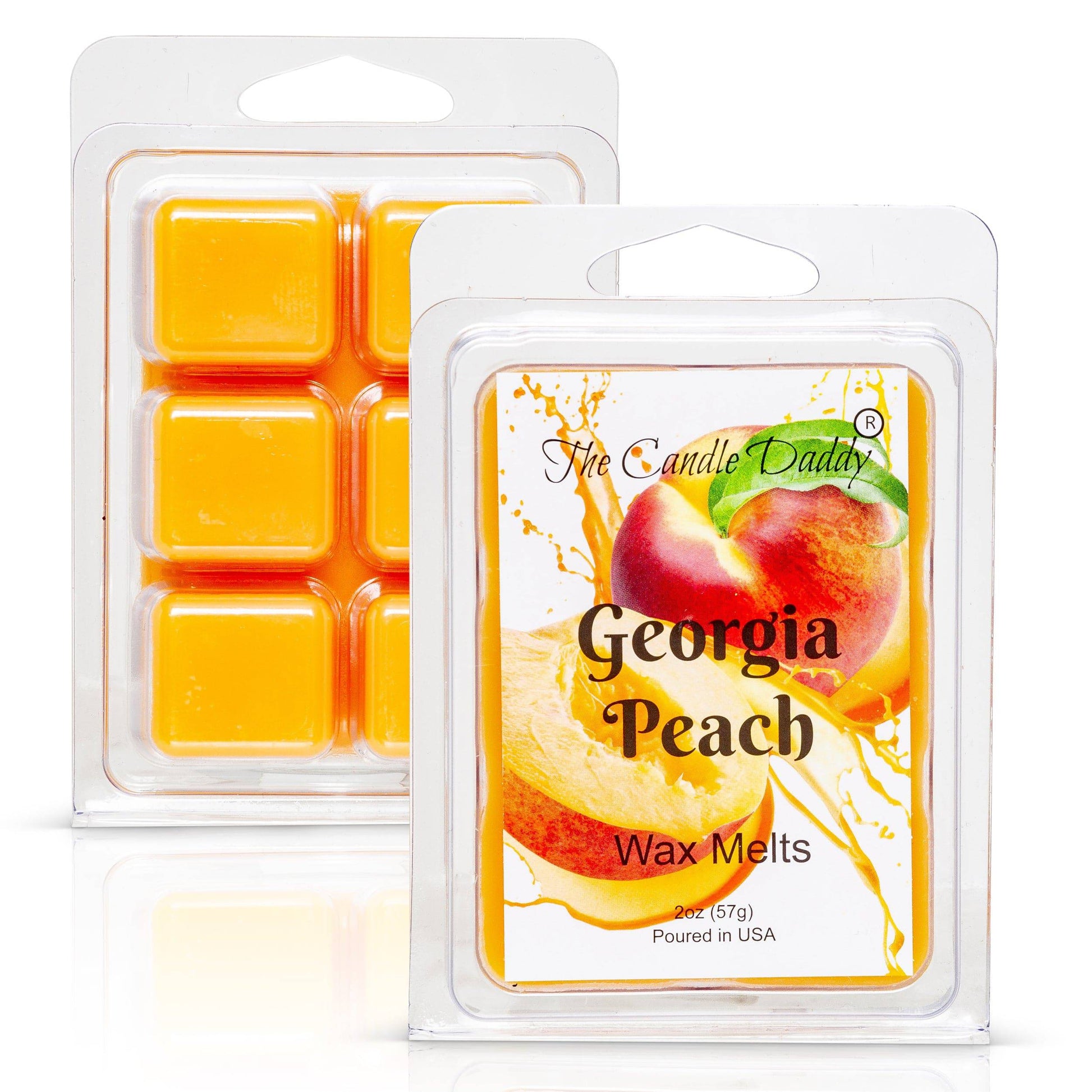 5 Pack - Georgia Peach - Southern Peach Fruit Scented Melt- Maximum Scent Wax Cubes/Melts - 2 Ounces x 5 Packs = 10 Ounces - The Candle Daddy