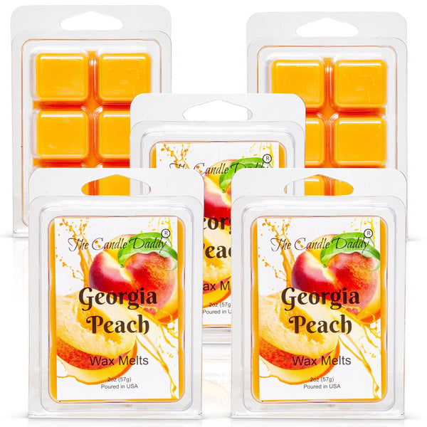 5 Pack - Georgia Peach - Southern Peach Fruit Scented Melt- Maximum Scent Wax Cubes/Melts - 2 Ounces x 5 Packs = 10 Ounces - The Candle Daddy