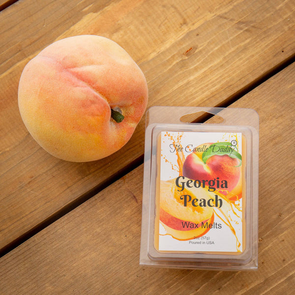 5 Pack - Georgia Peach - Southern Peach Fruit Scented Melt- Maximum Scent Wax Cubes/Melts - 2 Ounces x 5 Packs = 10 Ounces - The Candle Daddy