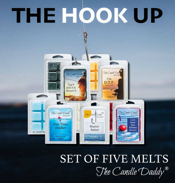 The Hook Up! Fisherman's Friend 5 Pack Melt Combo - 5 Distinctively Different Aromas - 30 Total Cubes, 10 Total Ounces - Fishing Fisherwoman Outdoors - Hilarious Funny Gift