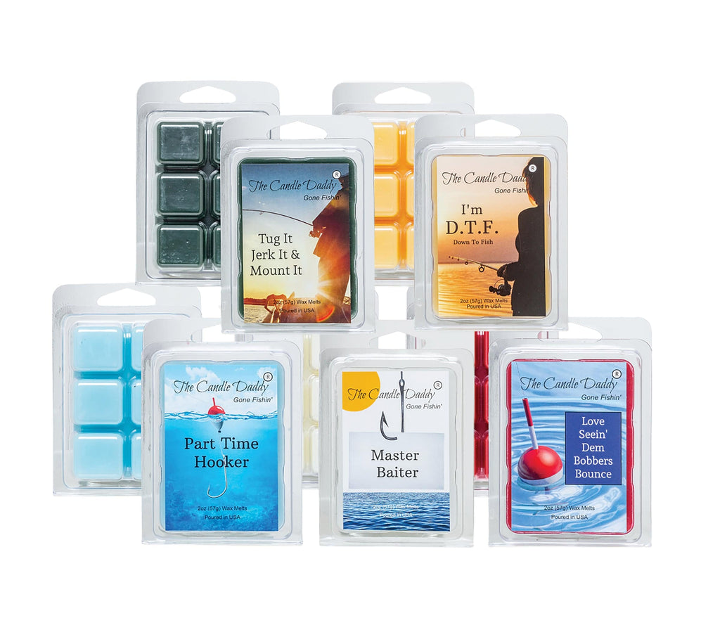 The Hook Up! Fisherman's Friend 5 Pack Melt Combo - 5 Distinctively Different Aromas - 30 Total Cubes, 10 Total Ounces - Fishing Fisherwoman Outdoors - Hilarious Funny Gift - The Candle Daddy