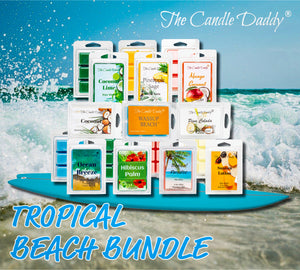 Tropical Beach Bundle - 10 Unique Ocean Side Scented 2 Ounce, 6 Cube Wax Melts - 20 Total Ounces, 60 Total Cubes - The Candle Daddy