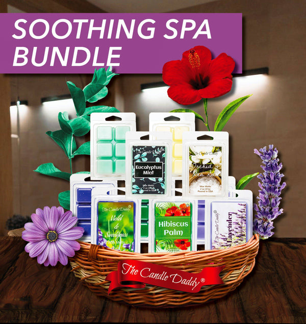Soothing Spa Bundle - Relaxing Combination Set Of 5 Scented 2oz 6 Cube Wax Melt - 10 Total Ounces, 30 Total Cubes