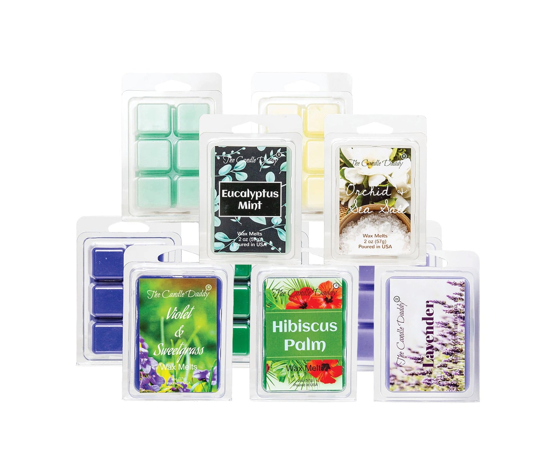 Soothing Spa Bundle - Relaxing Combination Set Of 5 Scented 2oz 6 Cube Wax Melt - 10 Total Ounces, 30 Total Cubes - The Candle Daddy