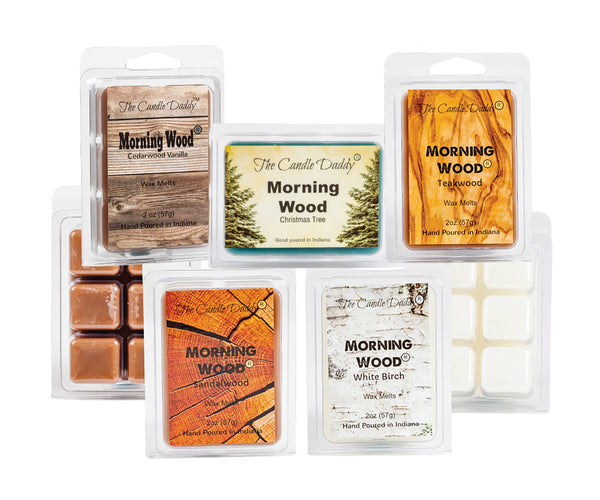 "Sunrise Special" Combo Set Of Five Scented Morning Wood Wax Melt Cubes - Cedarwood Vanilla, Teakwood, Sandlewood, Christmas Tree, White Birch - The Candle Daddy