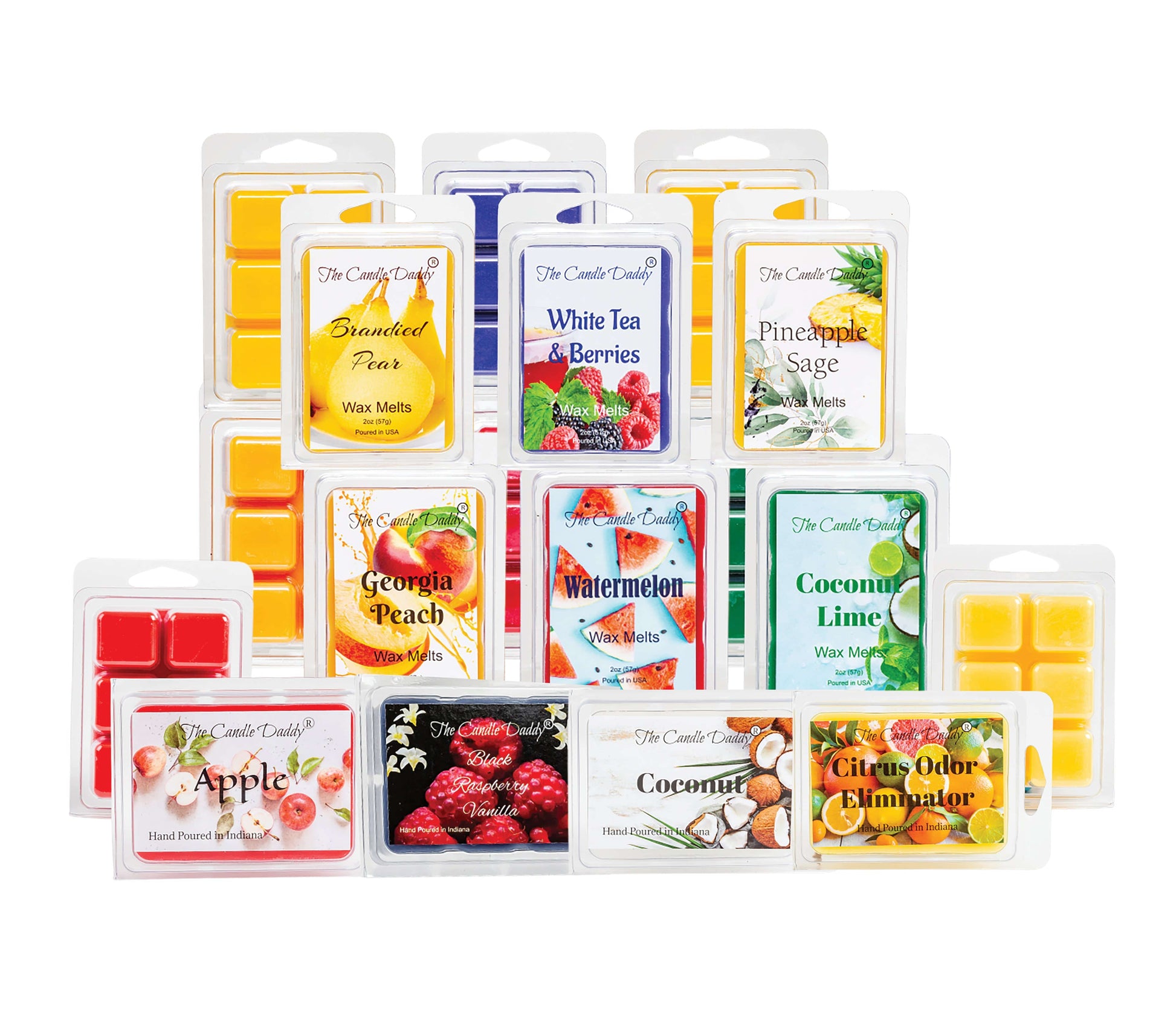 The Fruit Basket - 10 Melt Fruit Fragrance Sampler. 10 Total Random 2oz Wax Melt Variety Pack - 60 Total Cubes 20 Total Ounces - The Candle Daddy