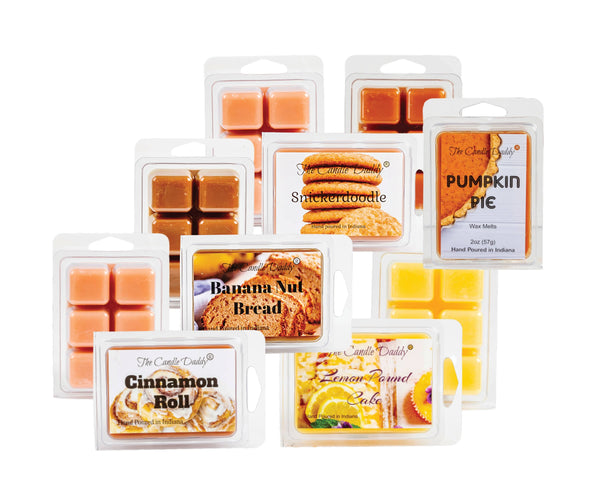 "Baker's Batch" Combo Set Of Five Bakery Scented Wax Melt Cubes - Banana Nut Bread, Cinnamon Roll, Snickerdoodle, Pumpkin Pie, Lemon Pound Cake - The Candle Daddy