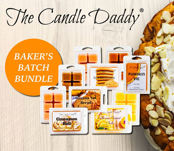 "Baker's Batch" Combo Set Of Five Bakery Scented Wax Melt Cubes - Banana Nut Bread, Cinnamon Roll, Snickerdoodle, Pumpkin Pie, Lemon Pound Cake - The Candle Daddy
