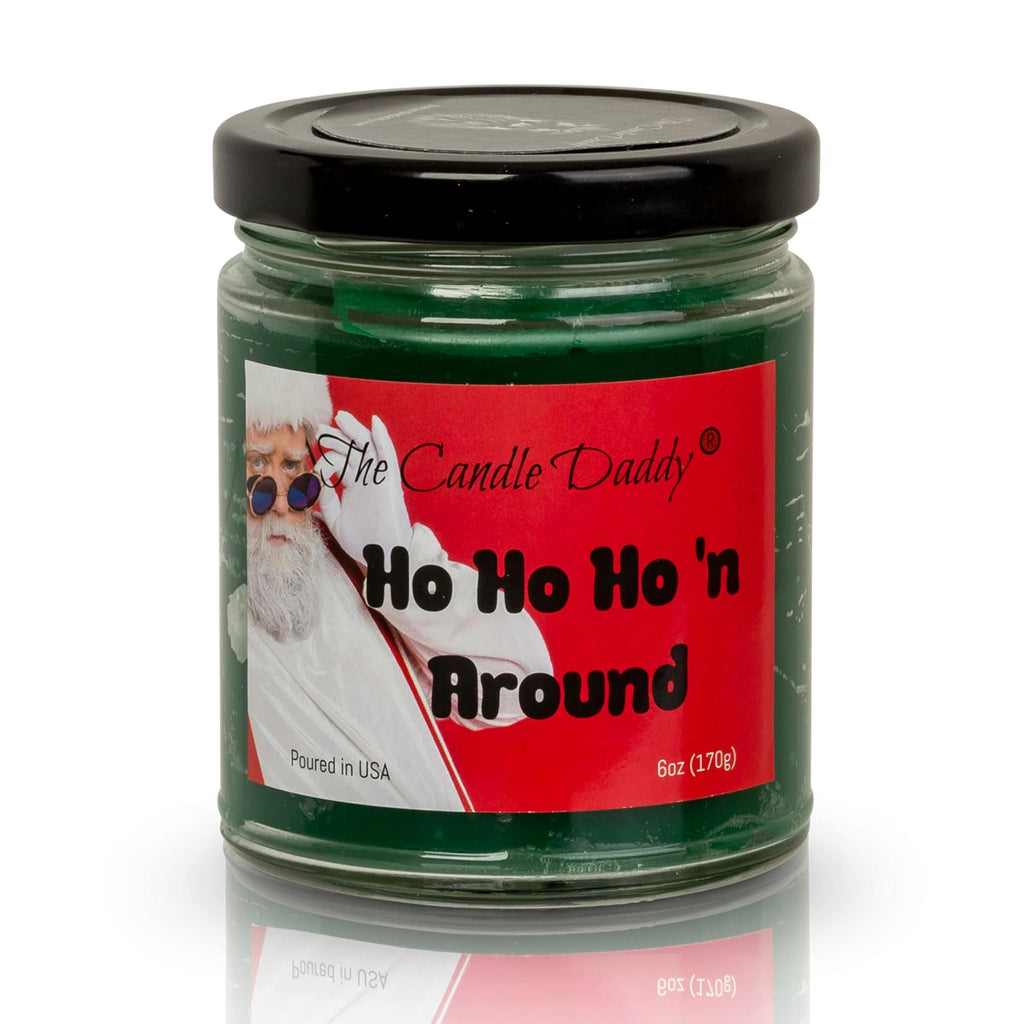 Ho Ho Ho'n Around Holiday Candle - Funny Apple Maple Bourbon Scented Candle - Funny Holiday Candle for Christmas, New Years - Long Burn Time, Holiday Fragrance, Hand Poured in USA - 6oz - The Candle Daddy