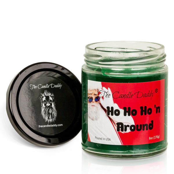 Ho Ho Ho'n Around Holiday Candle - Funny Apple Maple Bourbon Scented Candle - Funny Holiday Candle for Christmas, New Years - Long Burn Time, Holiday Fragrance, Hand Poured in USA - 6oz - The Candle Daddy