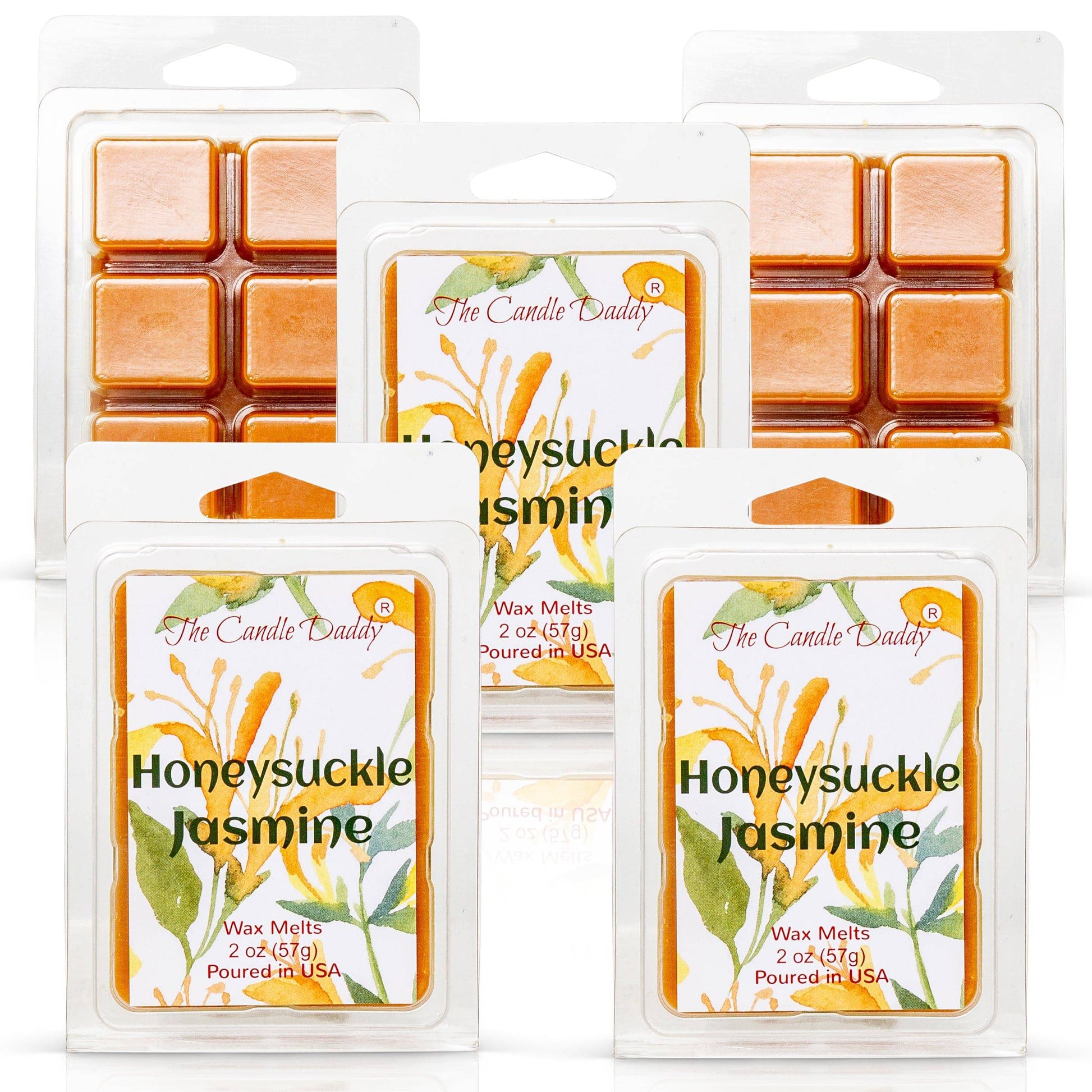 5 Pack - Honeysuckle Jasmine - Floral Honeysuckle & Jasmine Scented Melt- Maximum Scent Wax Cubes/Melts - 2 Ounces x 5 Packs = 10 Ounces - The Candle Daddy