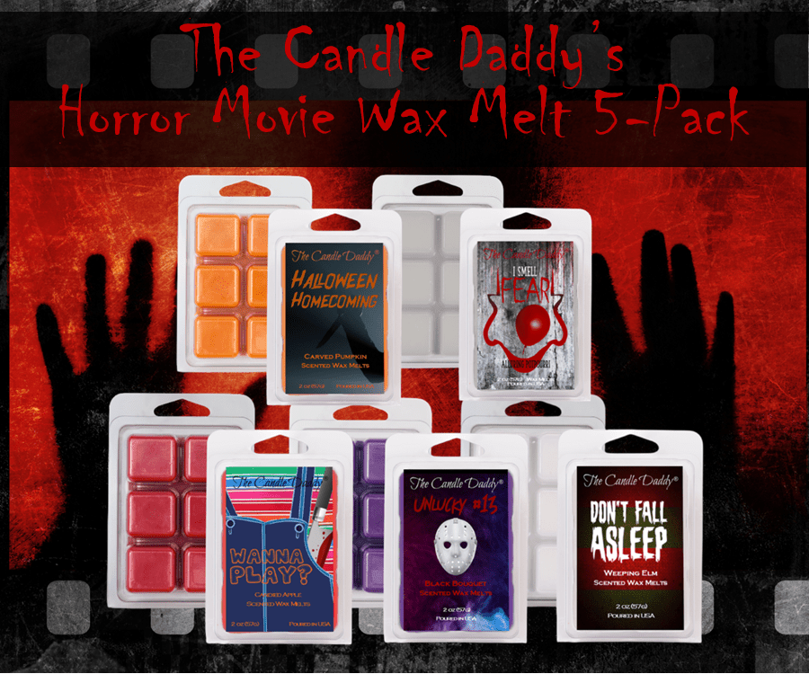 Halloween Horror Movie 5 Pack  - 5 Amazingly Spooky Wax Melts - 30 Total Cubes - 10 Total Ounces - The Candle Daddy