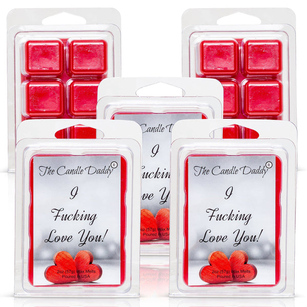 5 Pack - I Fucking Love You! - Valentine's Day Edition - Funny Sea Salt and Orchid Scented Wax Melt Cubes - 2 Ounces x 5 Packs = 10 Ounces - The Candle Daddy