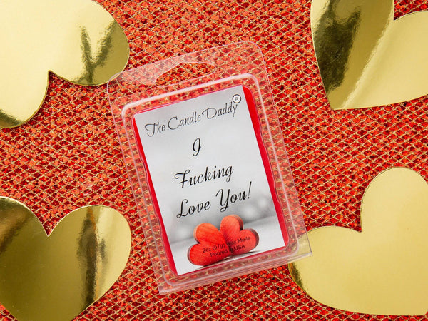 5 Pack - I Fucking Love You! - Valentine's Day Edition - Funny Sea Salt and Orchid Scented Wax Melt Cubes - 2 Ounces x 5 Packs = 10 Ounces - The Candle Daddy