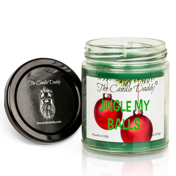 Jingle My Balls Holiday Candle - Funny Holly Berry Scented Candle - Funny Holiday Candle for Christmas, New Years - Long Burn Time, Holiday Fragrance, Hand Poured in USA - 6oz - The Candle Daddy
